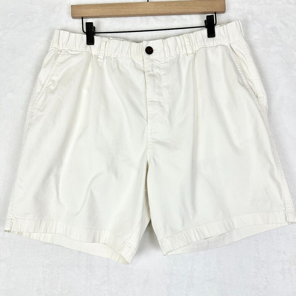 Bearbottom Stretch Short 7" Size XXL White NWT Cotton Elastic Waist Zip Fly